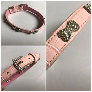 Pink croc rhinestone stud dog collar